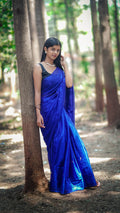 Metallic Tissue Saree - Dark Blue - - Laxha Clothing - www.laxhaclothing.com