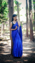 Metallic Tissue Saree - Dark Blue - - Laxha Clothing - www.laxhaclothing.com