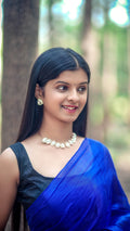 Metallic Tissue Saree - Dark Blue - - Laxha Clothing - www.laxhaclothing.com