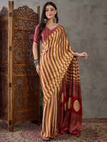 Ajrakh Printed Silk Saree - Mustard