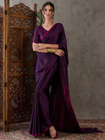 Ajrakh Printed Silk Saree - Purple