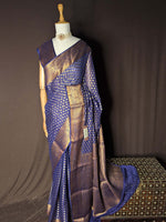 Violet Pure Khaddi Georgette Banarasi Silk Saree