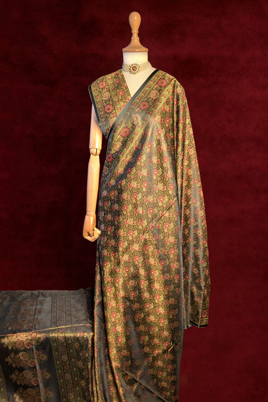 Royalty Black Jamawar Tanchui Banarasi Silk Saree