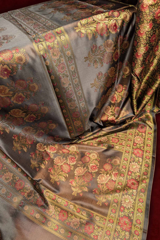 Royalty Black Jamawar Tanchui Banarasi Silk Saree