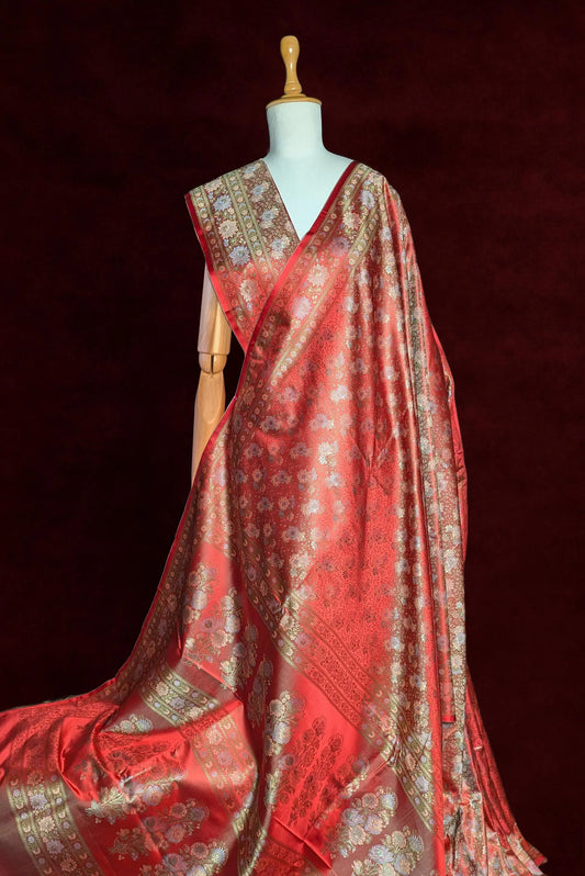 Royalty Laal Jamawar Tanchui Banarasi Silk Saree