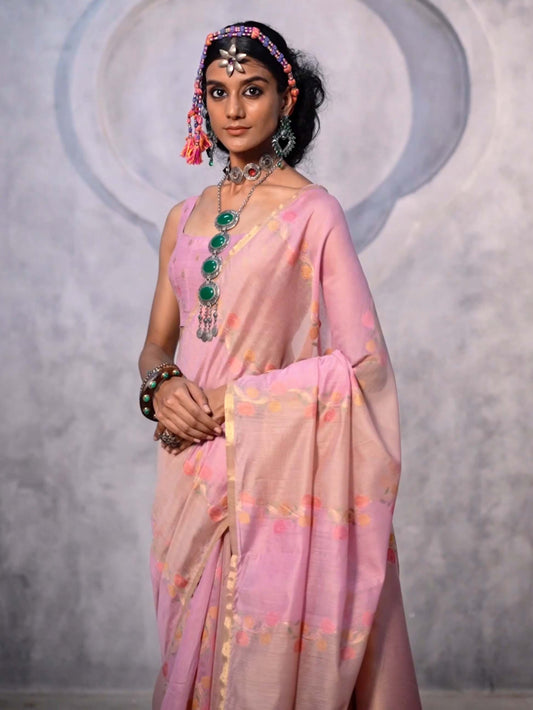 Elegant Pure Handloom Spun Rangkaat Silk Saree - Levender