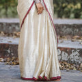 Metallic Tissue Saree - White - - Laxha Clothing - www.laxhaclothing.com