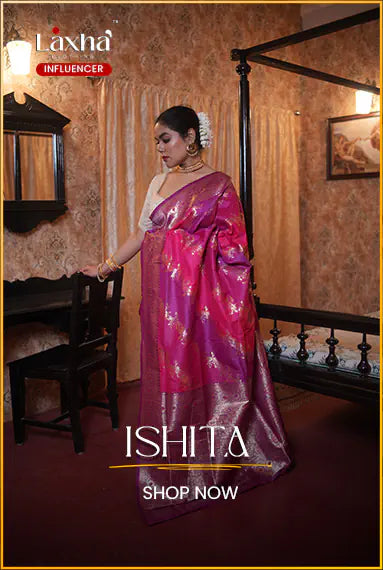 Ethnic Zari Silk Blend Banarasi Saree - Rani