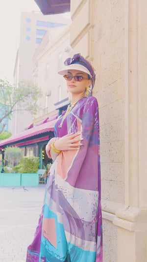 Pure Silk Printed Crepe Saree - Indigo