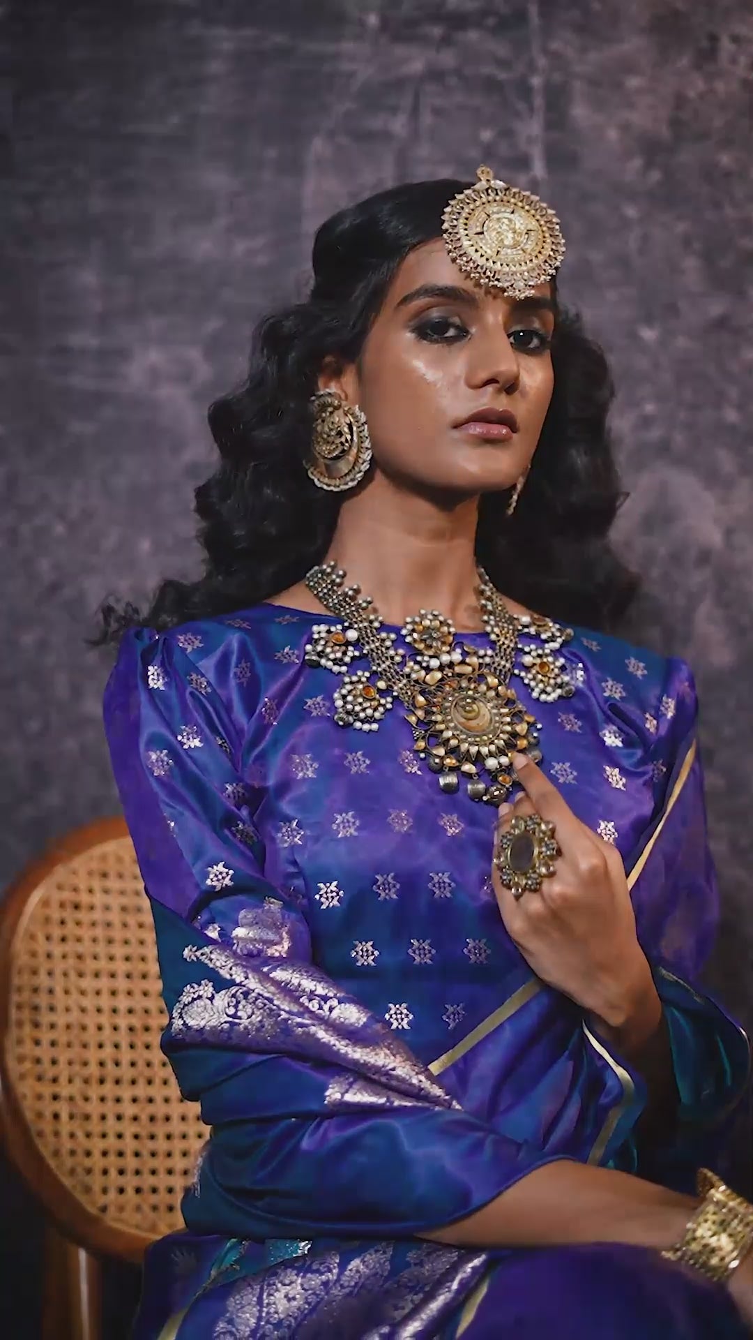 Traditional Pichwai Banarasi Saree - Sapphire Blue